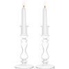 Glasseam Portacandele Conici In Vetro 2 Pezzi Portacandele Contenitore Largo Con Base Adatta Per Candele Coniche Ø 2,2 Cm Per Decorazioni Esterne Per La Casa Centrotavola Per Feste Di Nozze