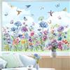 decalmile Adesivi per Finestra Giardino Fiori Primaverile Decalcomanie per Finestre Non Adesiva Vetro Pellicola Fiore Farfalle Adesivi Anti-Collisione Finestra Vetro Porte Soggiorno