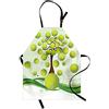 ABAKUHAUS Tennis Grembiule, Palle da tennis del modello, Comodo per la Cucina Unisex con Collo Regolabile per Cucinare Cuocere Arrostire e Giardinaggio, Pallido Verde Marrone Bianco