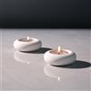 ICNBUYS Set di 2 portacandele decorativi in ciottoli fatti a mano - Decorazione artigianale per la casa per un'estetica terrosa rilassante, cemento bianco, diametro 6,6 cm