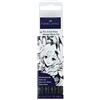 Faber-Castell 267121 Set 4 Pennarelli, Astuccio con 4 pennarelli, di cui uno a Punta Fine, uno a Pennello Morbido e uno Calligrafico Morbido di Colore Nero, per Disegno di Precisione o Manga