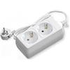 PRENDELUZ Multipresa a 2 vie senza interruttore, 3 m, 3 G, 1,5 mm² bianca, ideale per collegare più dispositivi elettrici a casa o in ufficio.