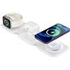 Tiergrade caricatore wireless 3 in 1 per diversi dispositivi Apple, stazione di ricarica magnetica pieghevole, caricatore da viaggio per iPhone 15/14/13, AirPods 3/2/Pro/Pro2, iWatch Bianco