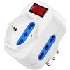Ewent Adattatore Multipresa Tripla, con protezione sovraccarico ed interruttore ON/OFF, Adattatore da Schuko a Spina 10A, Spina Rotante 90 gradi, Ciabatta Multipresa 1500W, Bianco