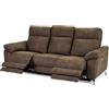 Furnhouse Ibbe Design Divano Reclinabile 3 Posti Marrone Poltrona Relax Elettrico e Design Moderno Selesta in Tessuto, Imbottito con Braccioli e Poggiapiedi e con Porta USB, 222x96x101
