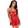 Kissable KISS247 Sexy Kiss Tulle & Lace Babydoll with Satin Ribbon Red L/XL