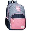 Pepe Jeans Joumma Bags - Zaino da scuola, blu e rosa, in poliestere, spallacci regolabili, per un comodo trasporto, vari scomparti, con portachiavi pompon, multicolore, Zaino Pepe Jeans