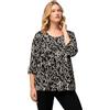 Ulla Popken T-Shirt mit Druck und 3/4 Arm, A-Line Magliette, Nero, 52/54 IT Donna