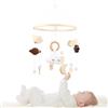 HOUSINN Giostrina Culla Neonato in Legno con Palline di Feltro, Mobile Baby Campanelli Eolici, Campana di Vento Stile Nordico, Cameretta Giocattoli da Appendere per Bambini Regalo 0+ Mesi