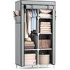 Vicye Armadio Migliorare l'utilizzo dello spazio, Guardaroba in Tessuto, Armadio Pieghevole per Camera da Letto, 1 Barra Appendiabiti, 6 Ripiani e 4 Tasche Laterali, 84 x 42 x 162 cm, grigio