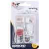 KORBOND Kit per Il Cucito 13 Pezzi Korbond - Kit per Il Cucito per riparazioni di Emergenza, in Viaggio: Include Forbici di Alta qualità, Fili, Aghi, spilli, ditali, Metro a Nastro e Altro