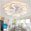 Fachae Fiore Ventilatore Da Soffitto Con Luce E Telecomando,Dc 6 Velocità Lampadario Con Ventilatore Da Soffitto,Led Dimmerabile,Funzione Di Memoria Silenzioso,Per Soggiorno Camera Da Letto,App,Bianco
