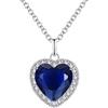 HMOOY Titanic Collana Cuore dell'Oceano Collana Ciondolo Amore Blu Zirconia Cristallo Placcato Oro Bianco con Catena e Pietre preziose Cuore (Blu), Kristall, Zirconia cubica