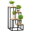 Outsunny Scaffale per Piante a 4 Livelli in Metallo e Legno per Interni ed Esterni, 34x34x66cm