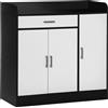 HOMCOM Mobiletto da Cucina Moderno in MDF con 2 Armadietti, 1 Cassetto e Ripiani Regolabili, 90x40x90 cm, Bianco e Nero|Aosom