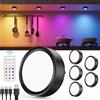 Vloee Luce LED Vetrina RGB Ricaricabile USB, Nero Faretto Colorato a Batteria da 2400mAh Luci Armadio Senza Fili con Telecomando e Magneti Luce Sottopensile Cucina LED Adesiva Lampada Sotto Mensola a Pile
