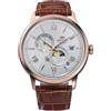 Orient Classic Sun & Moon - Orologio Uomo Automatico a Carica Manuale Elegante Cinturino In Pelle Marrone Cassa In Acciaio Quadrante Bianco - RA-AK0801S30B RA-AK0801S