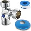PipeSan - Valvola 3 vie in ottone cromato CW617N 1/2 x 3/4 BSP - distributore acqua per doccia, lavatrice, lavastoviglie, bidet - flusso simultaneo, non commutante