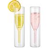 Inweder Set di 2 Calici da Champagne Senza Stelo, Bicchieri da Prosecco a Doppia Parete, Calici a Tulipano in Vetro Soffiato a Mano per Vino e Tostatura
