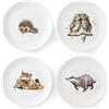 Wrendale Designs Royal Worcester - Set di 4 piatti in ceramica in due misure per riccio e gufo (20 cm)