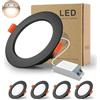 BAGZY 4x Faretti LED da Incasso per Cartongesso,18W Luci Ultrasottili da Soffitto e per l'illuminazione da Interno IP44,Bianco Naturale 4000K,1500 Lumen,AC 220-240V,Foro Incasso 160-170mm(Nero)