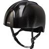 KEP Italia CASCO IN CARBONIO E-LIGHT NERO LUCIDO SENZA VISIERA / GRIGLIA IN ACCIAIO INOSSIDABILE / CINTURINO STANDARD