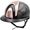 KEP Italia CASCO IN CARBONIO E-LIGHT NERO LUCIDO CON VISIERA NERA LUCIDA DA POLO E 3 INSERTI ORO ROSA