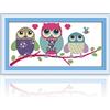 MWOOT DIY Ricamo Punto Croce Set,11CT Principianti Cucito a Mano Cross Stitch Embroidery Starter Kit per Decorazione Domestica(48x24cm) -Gufo