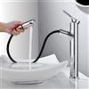 Detbom Rubinetto Bagno Alto con Doccetta Estraibile a 2 Modalità, DETBOM Miscelatore Lavabo, Rubinetti Monocomando, Adatto Lavabo da Appoggio, Aeratore Rimovibile, Acqua Calda/Fredda, Senza Piombo, Cromato