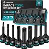 LIBRATON Set di 9 Bussole a Percussione per Punte Torx (Stella), Attacco 1/2, Acciaio S2, T30-80 Bussole per Avvitatore a Torx, Custodia XPE, per Riparazione