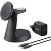 Anker MagGo Caricatore Wireless iPhone Magnetico 15W (dock stand), Caricatore Compatibile con MagSafe 3 in 1 Certificato Qi2, per iPhone 17/16, Apple Watch, AirPods Pro e altro (adattatore incluso)