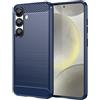 owlhold Cover per Samsung Galaxy S25 5G, Custodia Spazzolata e Fibra di Carbonio Morbido Silicone TPU Slim Fit Case, Antiurto, Antigraffio, Antiscivolo, Protezione Grado Militare Galaxy S25 Blu
