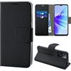 N NEWTOP Cover Compatibile con OPPO A57 4G 5G - A77 5G 2022 - A57S, HQ Lateral Custodia Libro Flip Chiusura Magnetica Portafoglio Simil Pelle Stand Protezione Completa Case TPU Anti Urto (Nero)