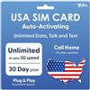 TSIM Carta SIM USA per 30 Giorni | Attivazione Automatica Pre-caricata | Chiamate Gratuite verso Casa | Dati/Chiamate/SMS Illimitati 5G con Condivisione Internet/Tethering/HotSpot