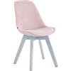CLP Sedia Visitatore Borneo in Velluto I Sedia Pranzo Design Rosa Imbottita I Sedia Attesa Scandinava in Legno, Colore:Rosa, Colore del Telaio:Bianco