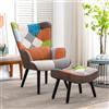 HomeMiYN Poltrona Patchwork, Poltrona Con Poggiapiedi E Cuscino Lombare, Sedia Per Il Tempo Libero, Soggiorno, Lettura, Camera Da Letto, Divano Singolo (Colore arancione)