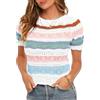 Saodimallsu Maglietta da donna a righe a maniche corte con blocco di colore, maglione estivo da donna, leggero, casual, bianco, S