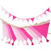 Ghirlanda Triangolare In Tessuto Cotone Con Nappe, 2,6 Metri, 10 Bandierine Doppia Faccia Rosa, Decorazione Per Compleanni E Baby Shower