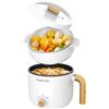 Audecook Hot Pot Elettriche con Vaporetto, 1.5L Portatile Mini Antiaderente Pentola Elettrica, Padella Elettrica Multifunzionale di Doppio Controllo per Pasta/Zuppa/Uova/Bistecca (Bianco)