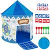 Leogreen Tenda da gioco per bambini con freccette e bersaglio, 4 in 1 tende per bambini, casetta da gioco all'aperto, regalo per bambini, bambine e ragazzi, 6 palle per freccette+6 freccette+8 sacchi