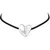 Breil, Collezione Big Heart, Choker Donna con Cordino in Camoscio Nero Dotato di un Elemento Bombato in Acciaio Lucido a Forma di Cuore, Finalini in Acciaio, Lunghezza 110 cm