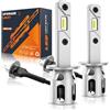JOSHF Lampadine H1 Led, Anti-Errore CSP 120W 30000LM +700% Luminosità 6500K Bianco per Auto, Aggiornamento Sostituzione Lampadina Alogena, LED H1 Con ventola Silenziosa DC12V, 2 Lampda