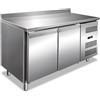 Ristosubito Tavolo refrigerato ventilato con alzatina EKF Acciaio AISI 201 Modello GN2200TN Due porte Capacità Lt. 282 Temp.°C. +2/+8 Dim. cm L.136 P.70 H.95