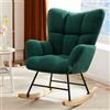 DUMOS Sedia a dondolo, poltrona imbottita con schienale alto, stile moderno, comoda poltrona per orecchie, adatta per soggiorno, camera da letto (verde)