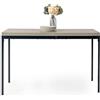 FurnitureR Natural Wood Rettangolare Dining Table, L-120 cm per 4-6 persone, design minimalista in legno con telaio in metallo, versatile uso per casa o ufficio, per esterni e interni, 120 x 70 x 75