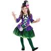 amscan 9903193 - Costume colorato da Cappellaio Matto, da bambina, con orologio e fascia per capelli, età 5-6 anni, 1 pezzo