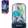 MEIEST Set di Mattoncini per Bouquet di Fiori con Carillon e Cupola Antipolvere, Collezione di Fiori Artificiali in Particelle, Mattoni da Costruzione Giocattolo, Decorazione per la Casa, 6+ (Blu)