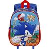 bgn Zaino Asilo Trolley SONIC 3D Zainetto Scuola Materna Bimbo Bambino 2 Ruote Rotelle