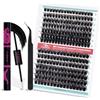 FADVAN Kit Extension Ciglia Finte Ciuffetti Individuali D Curl Estensioni Ciglia Cluster Naturali con Lash Bond e Seal FADVAN(80D+100D-0.07D, Mix 9-16)