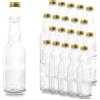 BAUER Flaschenbauer - 20 bottiglie vuote di vetro con tappo a vite da 200 ml da riempire come bottiglie di succo, sciroppo, bottiglie di liquore, con 28 tappi MCA, colore oro